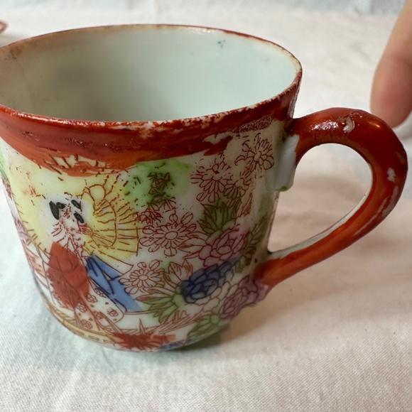 Vintage Antique Japanese Geisha Ware red porcelain demitasse cup … - Picture 14 of 16